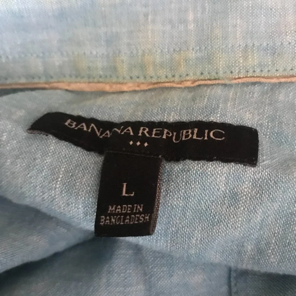 Banana Republic Teal Button-Down w/Convertible Sleeves Large